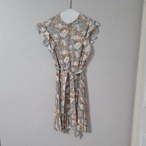 SHEIN Blue and Orange Floral Midi Dress